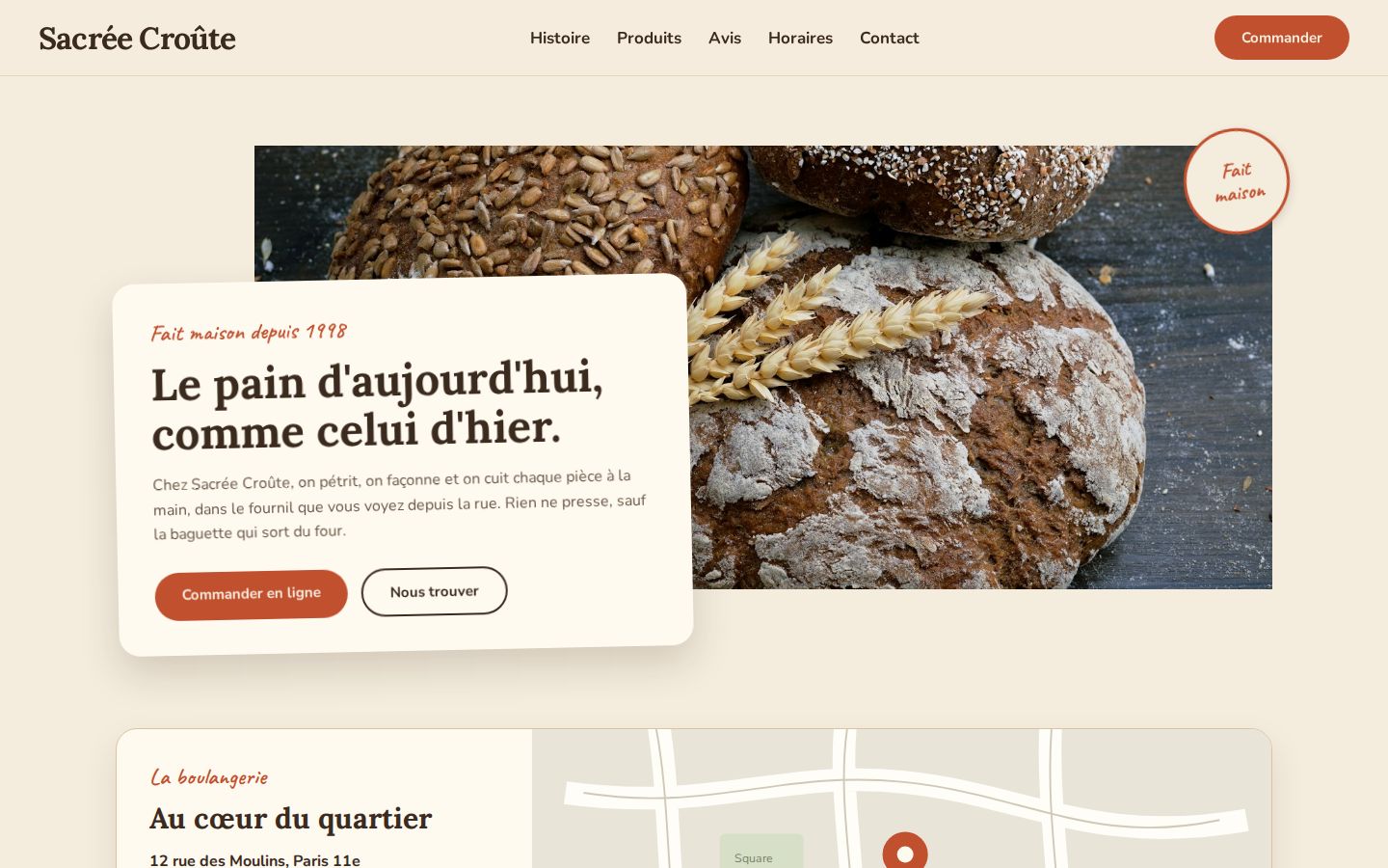 Page d’accueil du site Sacrée Croûte
